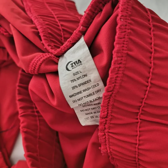 ZYIA Active Red Everywhere Joggers Zipper Ankles L Nylon Spandex Gold Athleisure - Picture 6 of 6